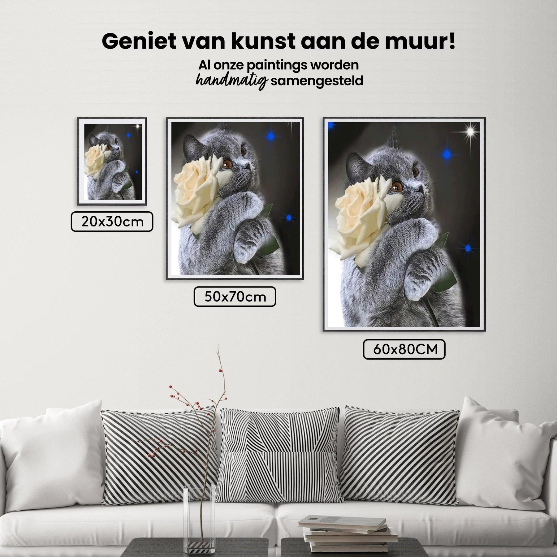 Diamond Painting Kat met witte roos - SEOS Shop ®