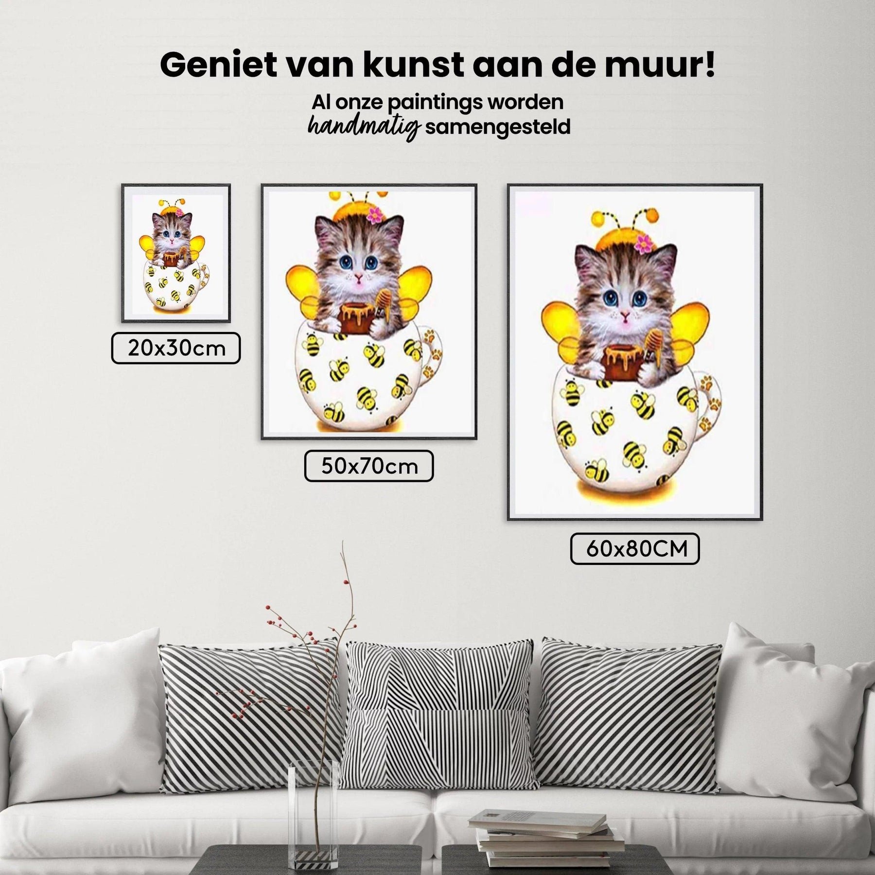 Diamond Painting Kitten met bijen beker - SEOS Shop ®