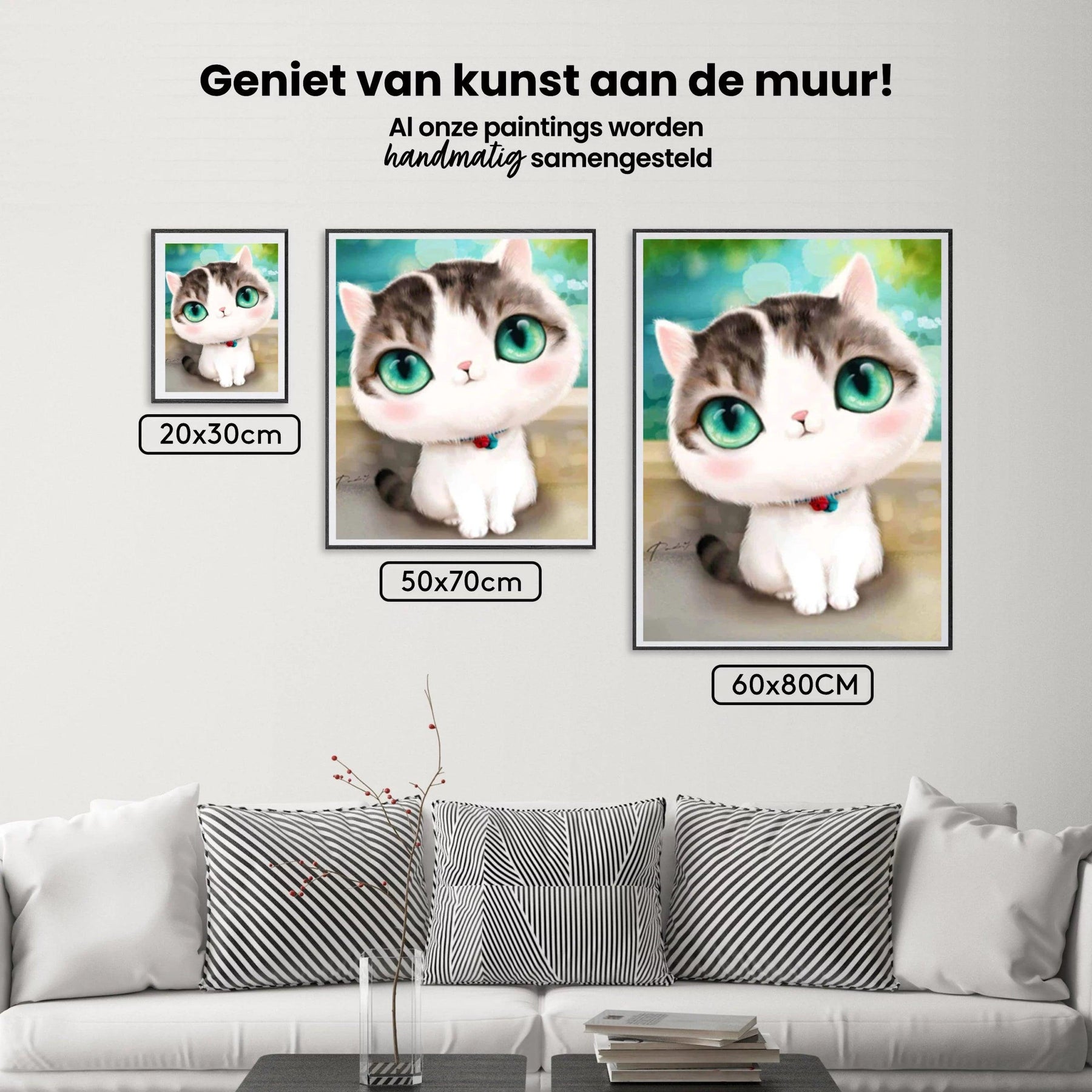 Diamond Painting Kitten met grote turquoise ogen - SEOS Shop ®
