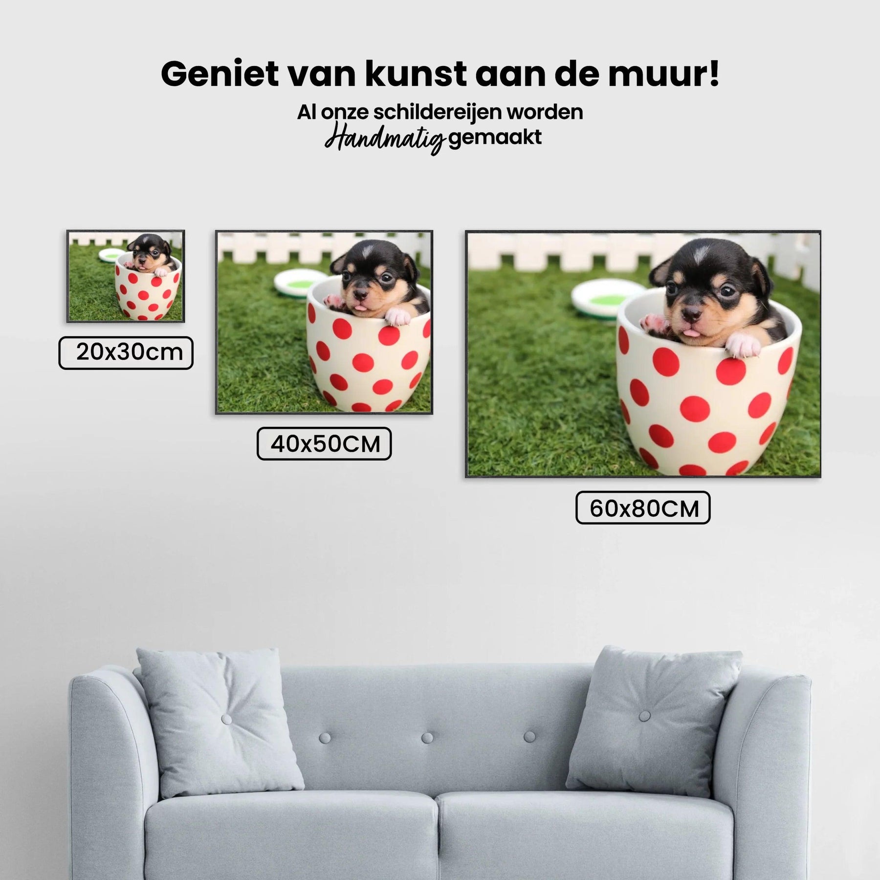 Diamond Painting Puppy in een beker 45x30 cm - SEOS Shop®