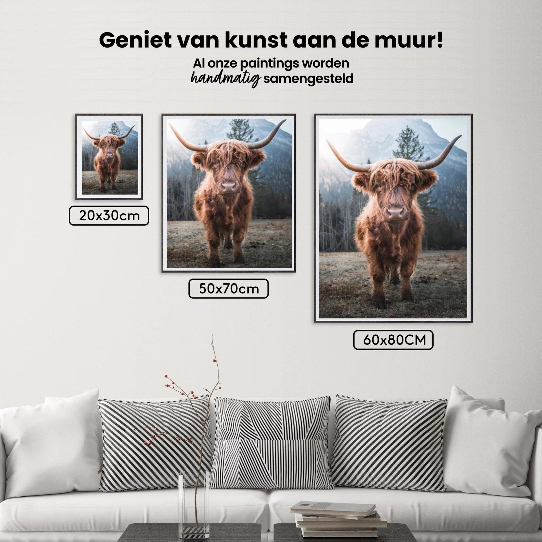 Diamond Painting Schotse hooglander - Schotse hooglander op een bevroren weide in de Italiaanse bergen - SEOS Shop ®