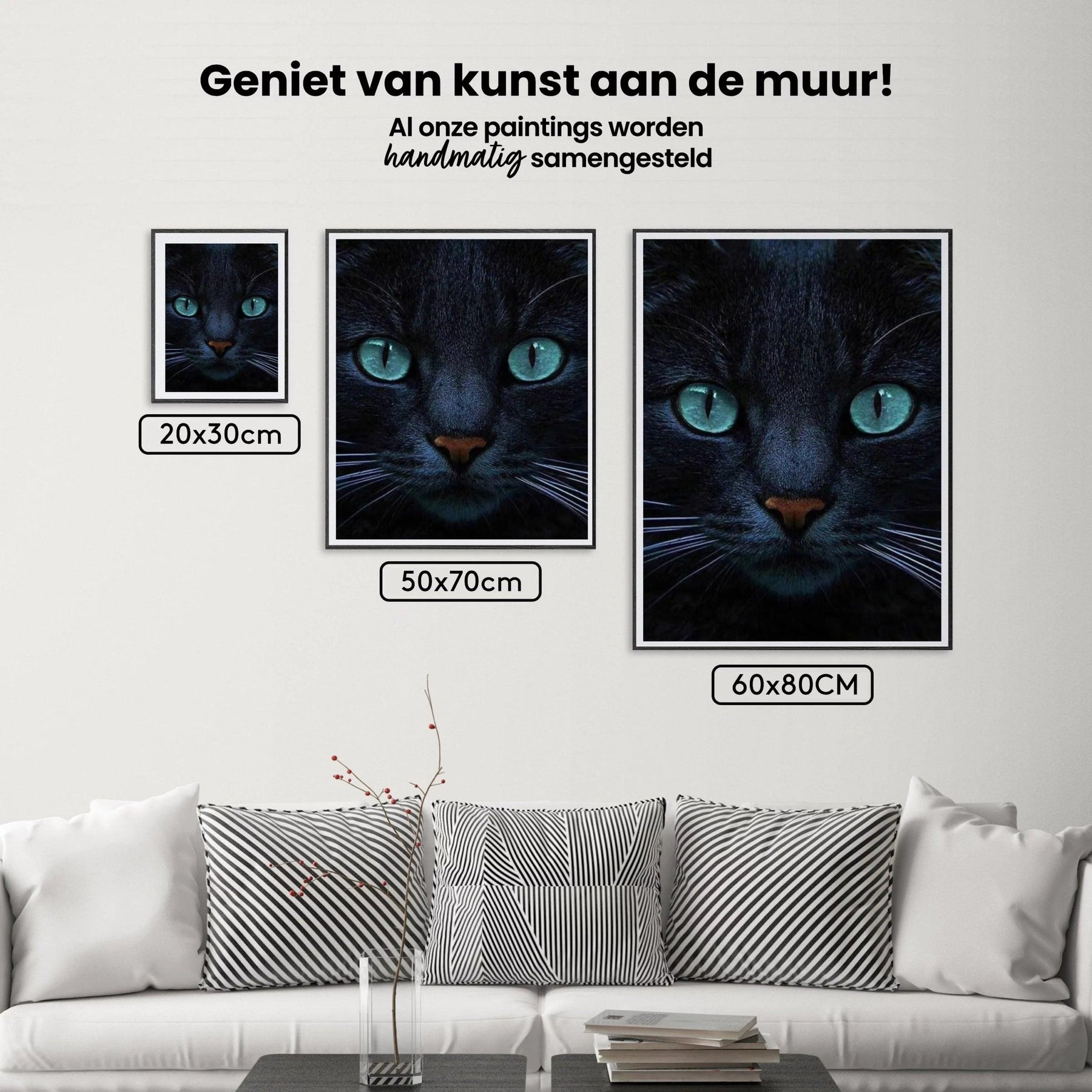 Diamond Painting Zwarte kat en blauwe ogen - SEOS Shop ®