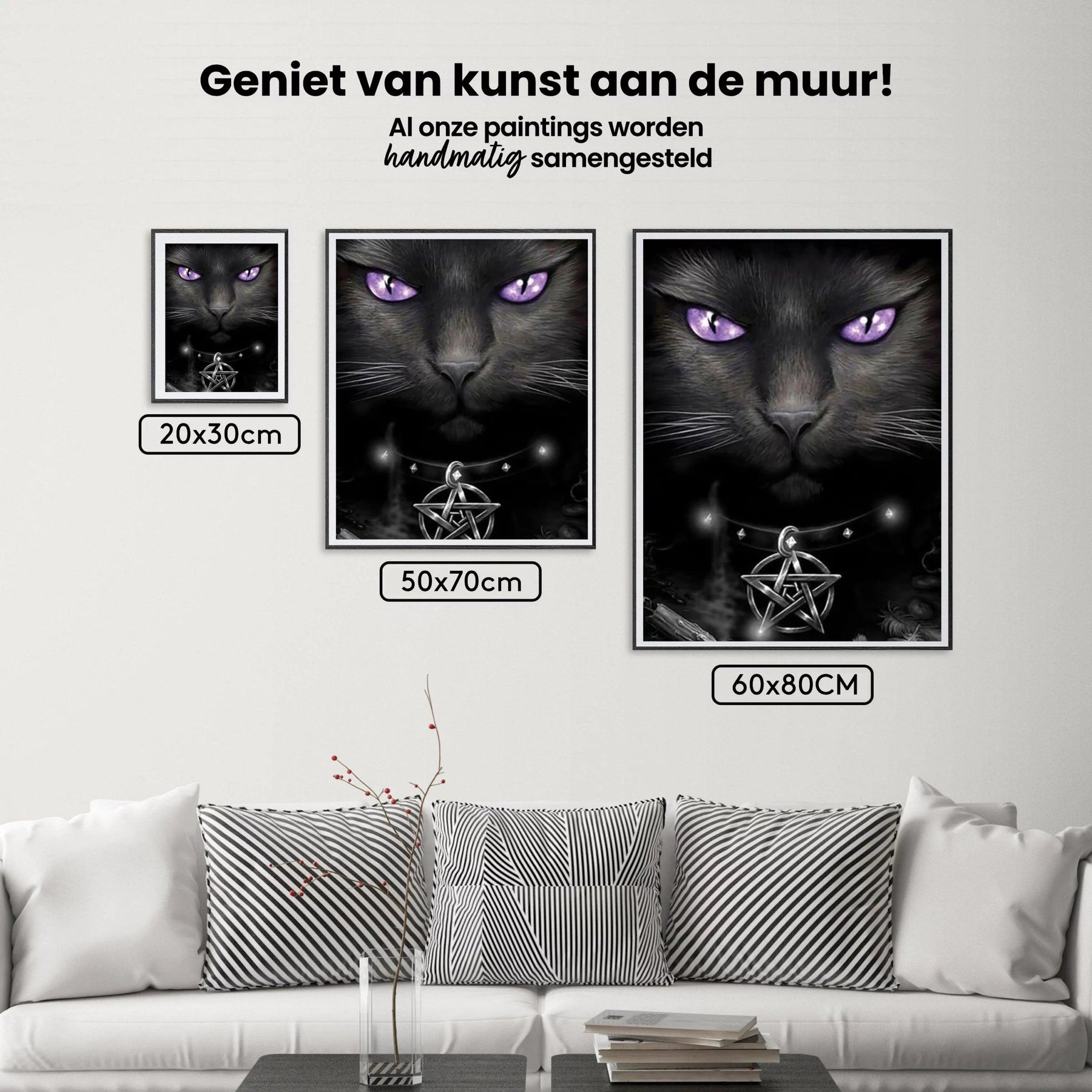 Diamond Painting Zwarte kat en paarse ogen - SEOS Shop ®