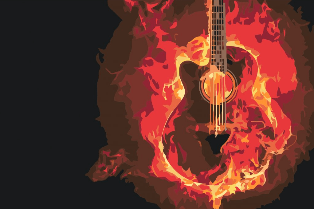 Diamond Painting - Brandende gitaar - SEOS Shop ®