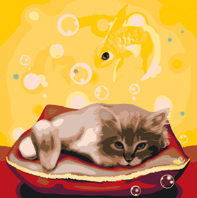 Diamond Painting - Een kat die droomt van een vis - SEOS®