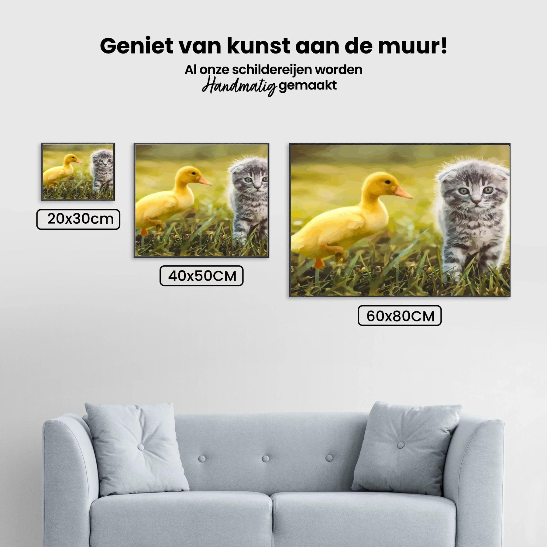 Diamond Painting - Eend speelt met kat - SEOS®