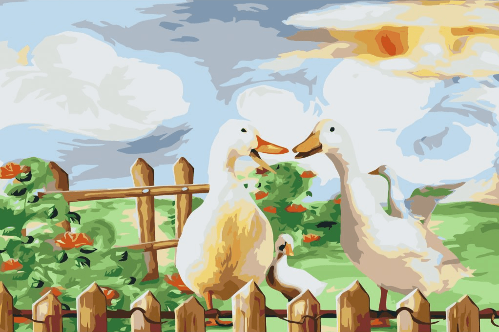 Diamond Painting - Eendenfamilie in de tuin - SEOS®