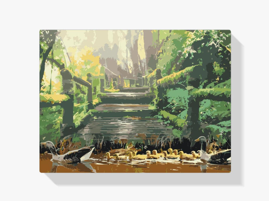 Diamond Painting - Eendenfamilie in het park - SEOS®