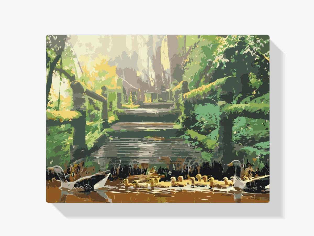 Diamond Painting - Eendenfamilie in het park - SEOS®