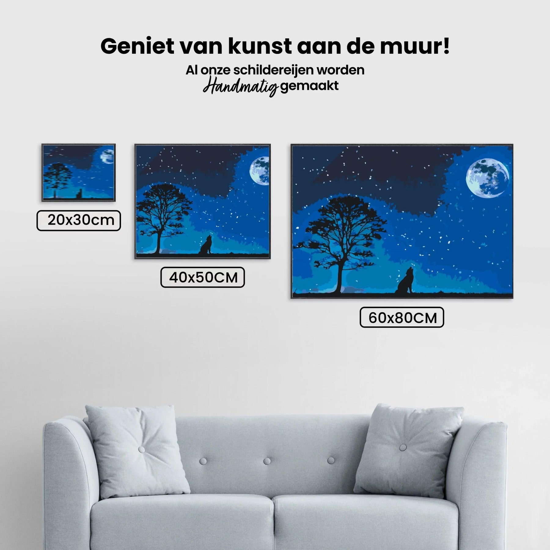 Diamond Painting - Huilende hond bij volle maan - SEOS®