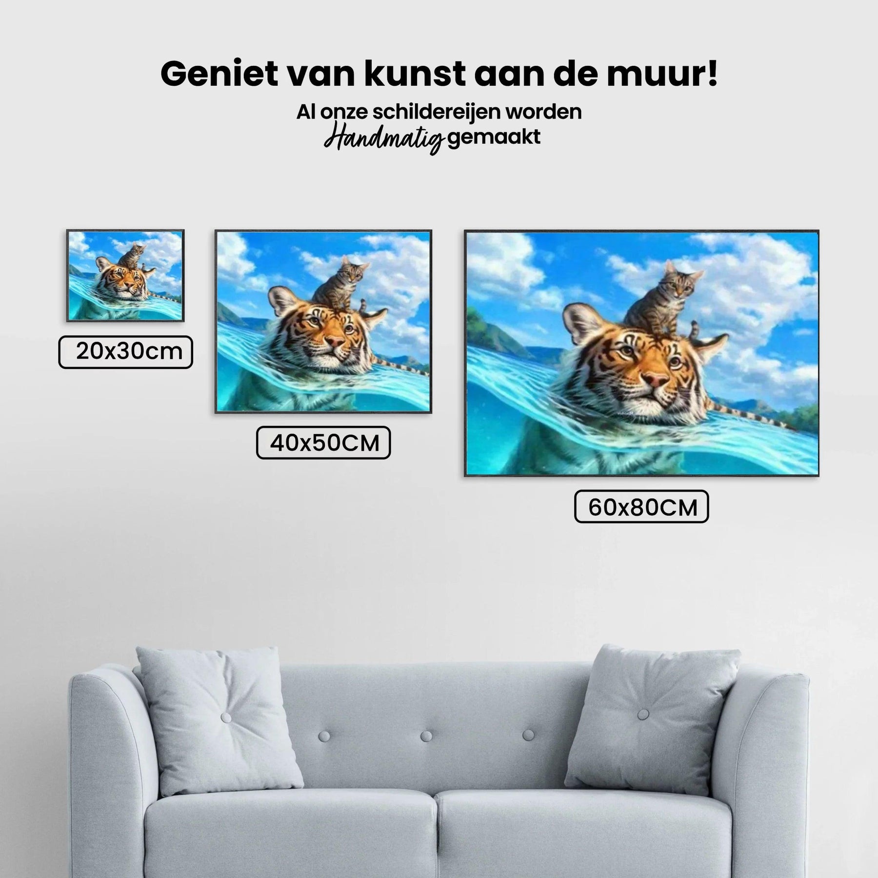 Diamond Painting - Kat en tijger in zee - SEOS®