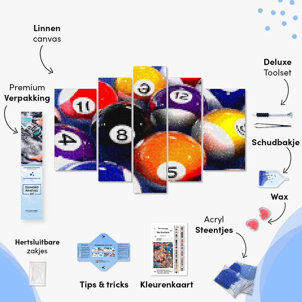 Diamond Painting Biljart ballen 5 luik - SEOS Shop ®
