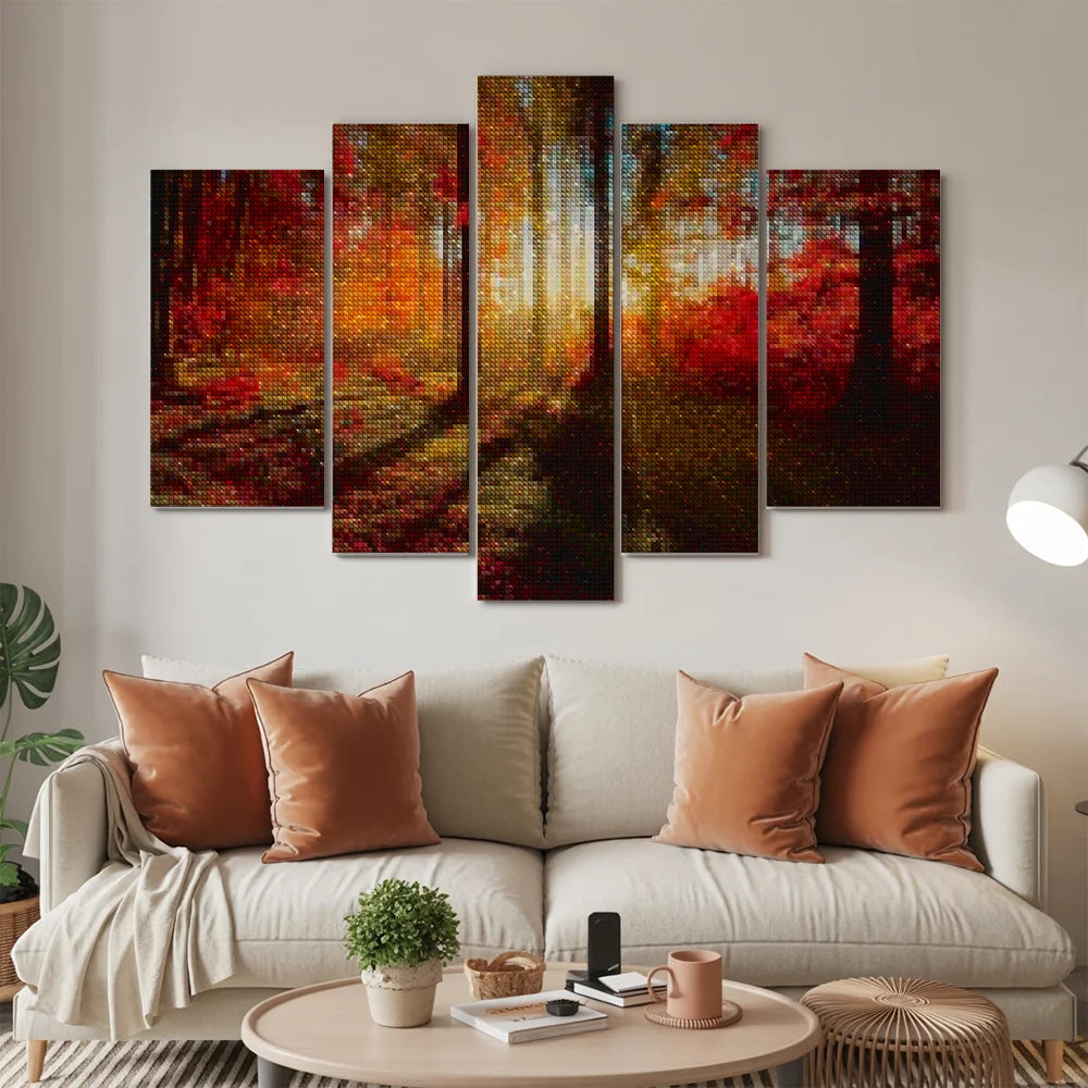 Diamond Painting Herfst zonnestralen 5 luik - SEOS Shop ®