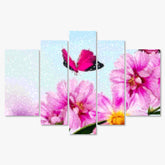 Diamond Painting Roze vlinder op roze bloem 5 luik - SEOS Shop ®