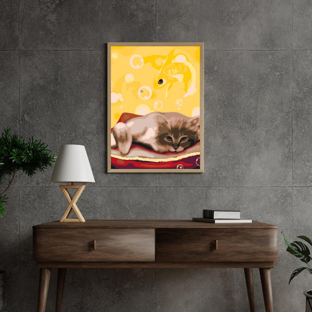 Diamond Painting - Een kat die droomt van een vis - SEOS®