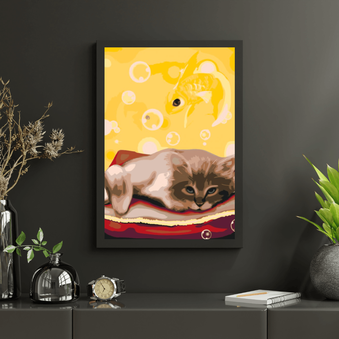 Diamond Painting - Een kat die droomt van een vis - SEOS®
