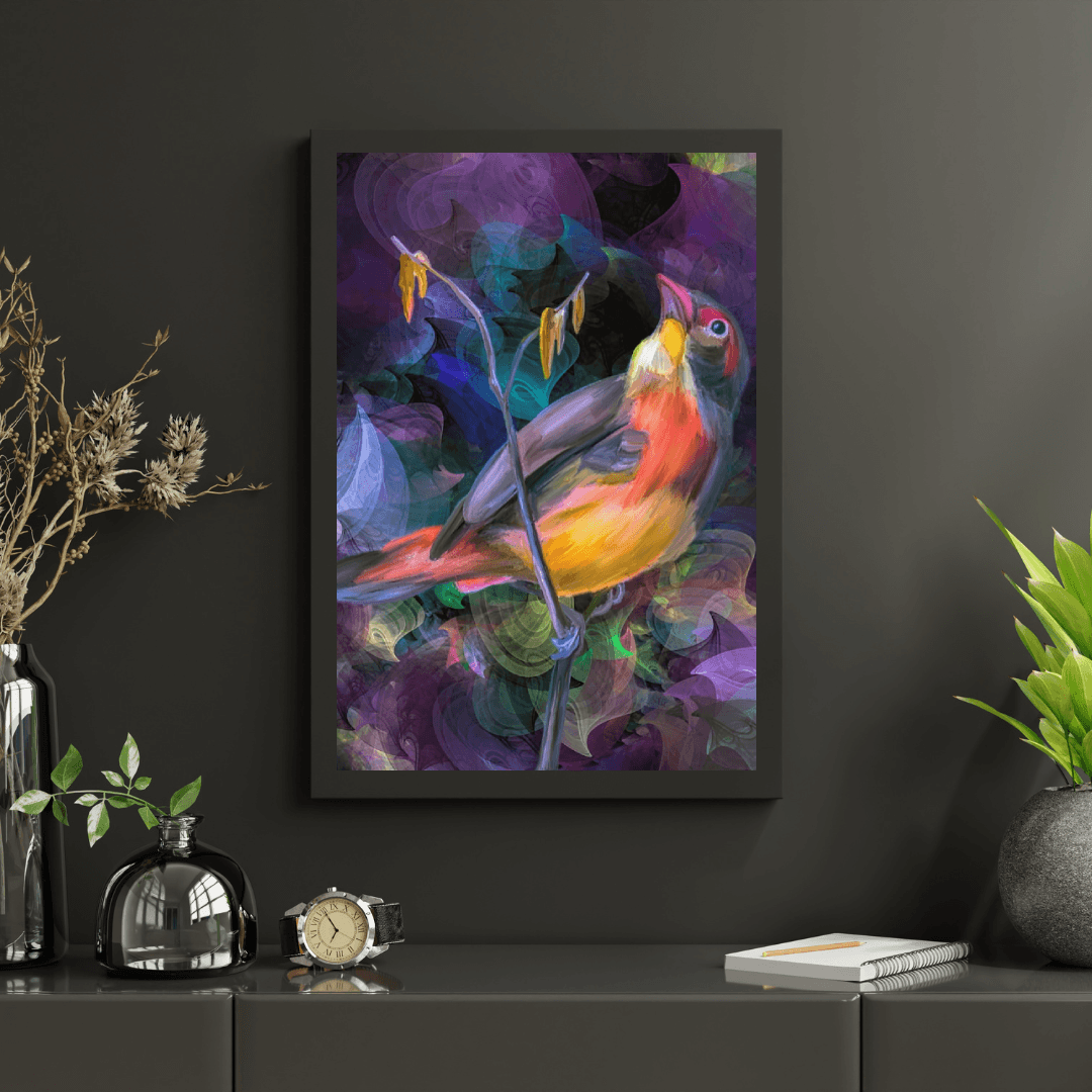 Diamond Painting - Een vogel in een kleurrijke omgeving - SEOS®