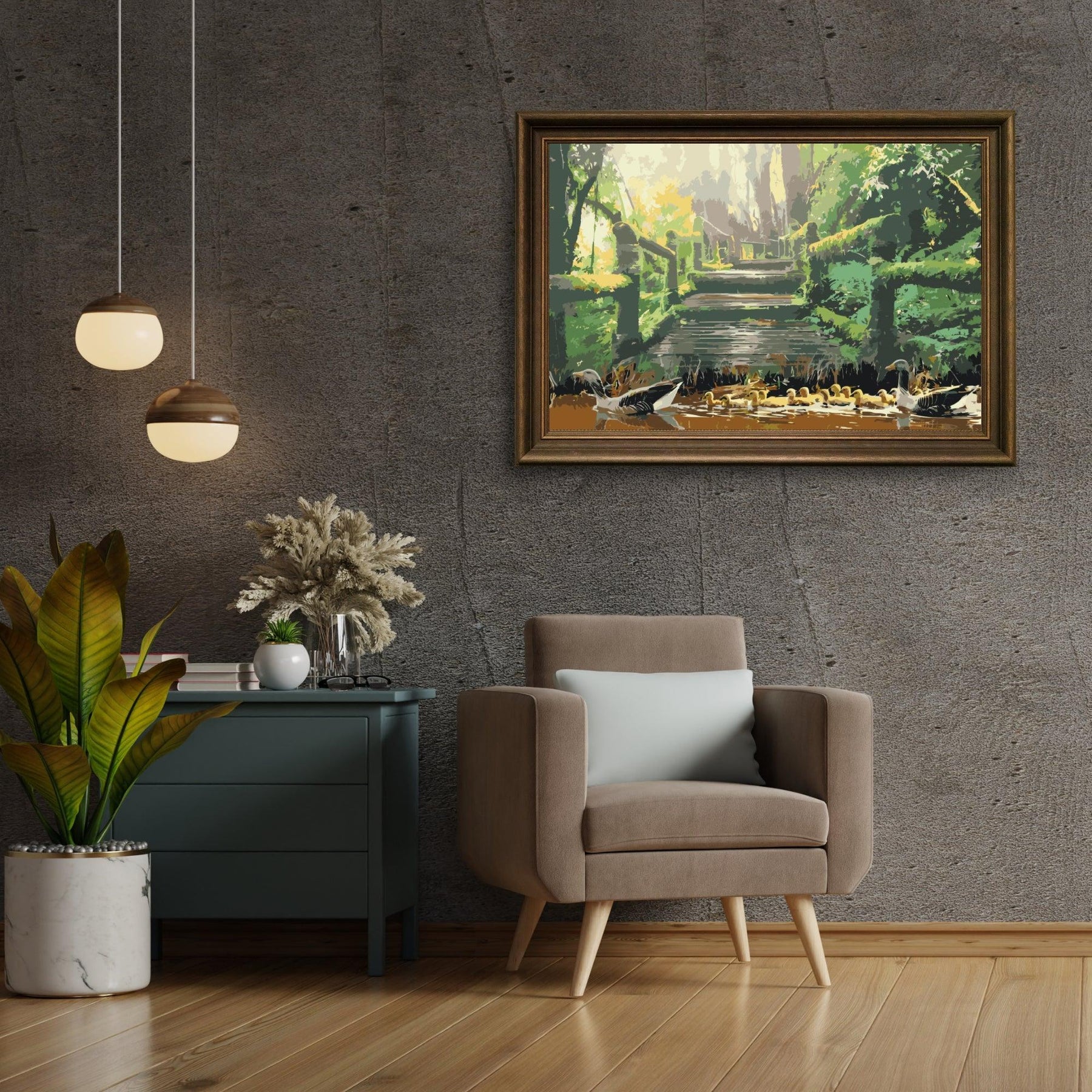 Diamond Painting - Eendenfamilie in het park - SEOS®