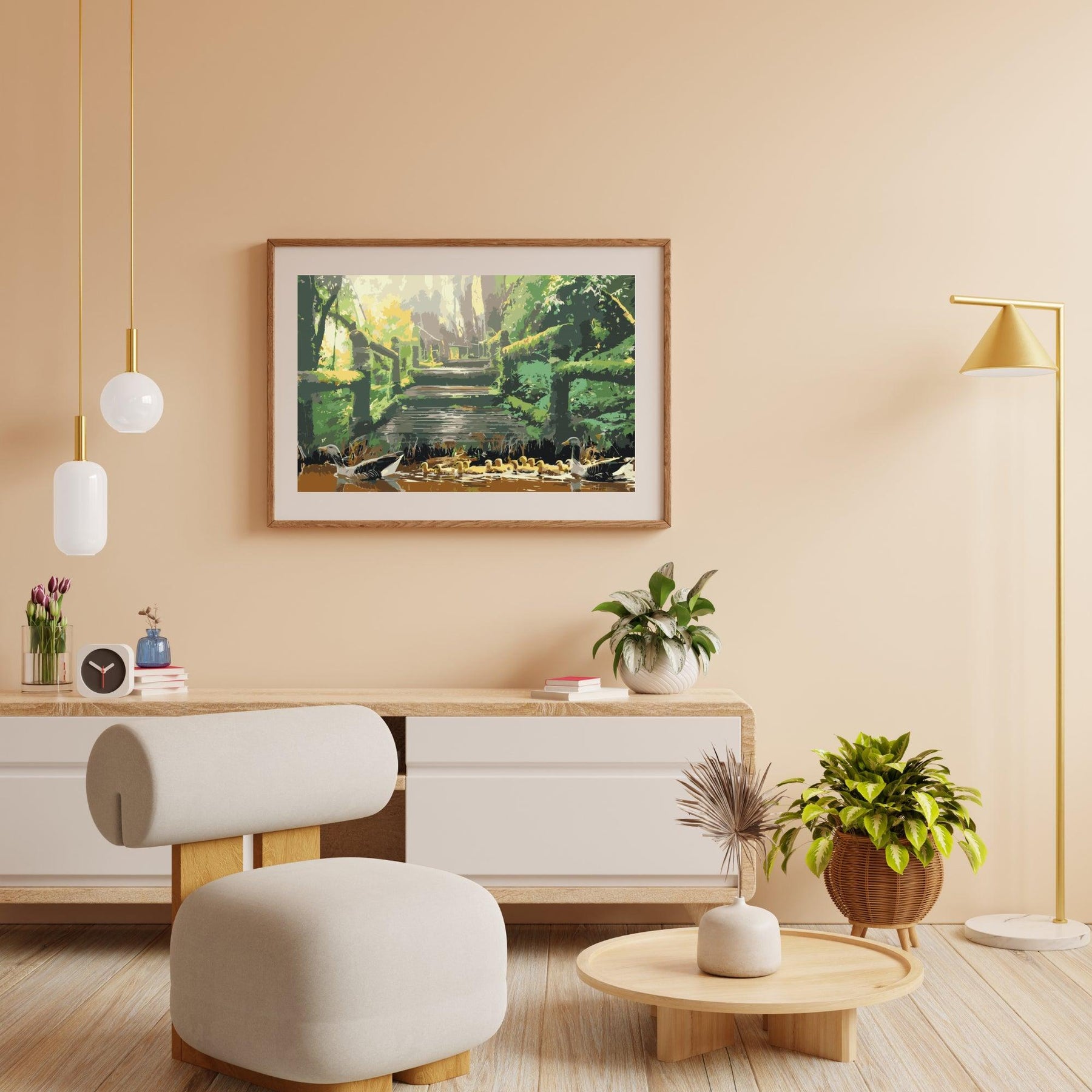 Diamond Painting - Eendenfamilie in het park - SEOS®