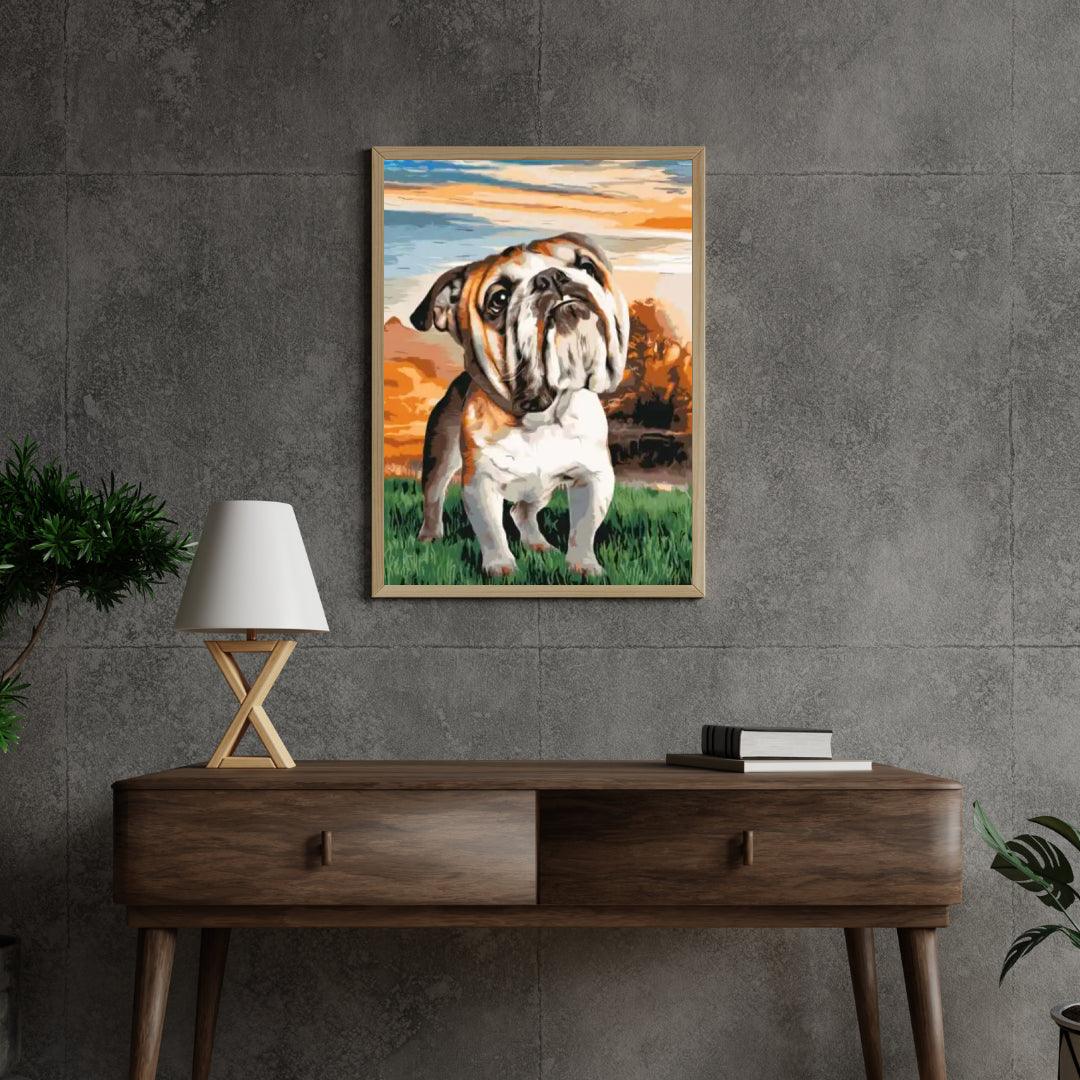 Diamond Painting - Engelse Bulldog in de tuin  - SEOS®