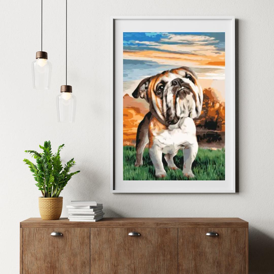 Diamond Painting - Engelse Bulldog in de tuin  - SEOS®