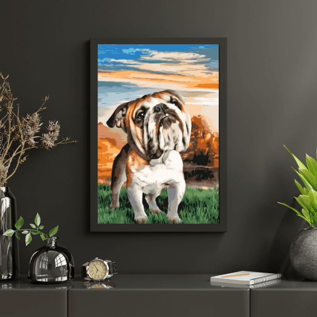 Diamond Painting - Engelse Bulldog in de tuin  - SEOS®