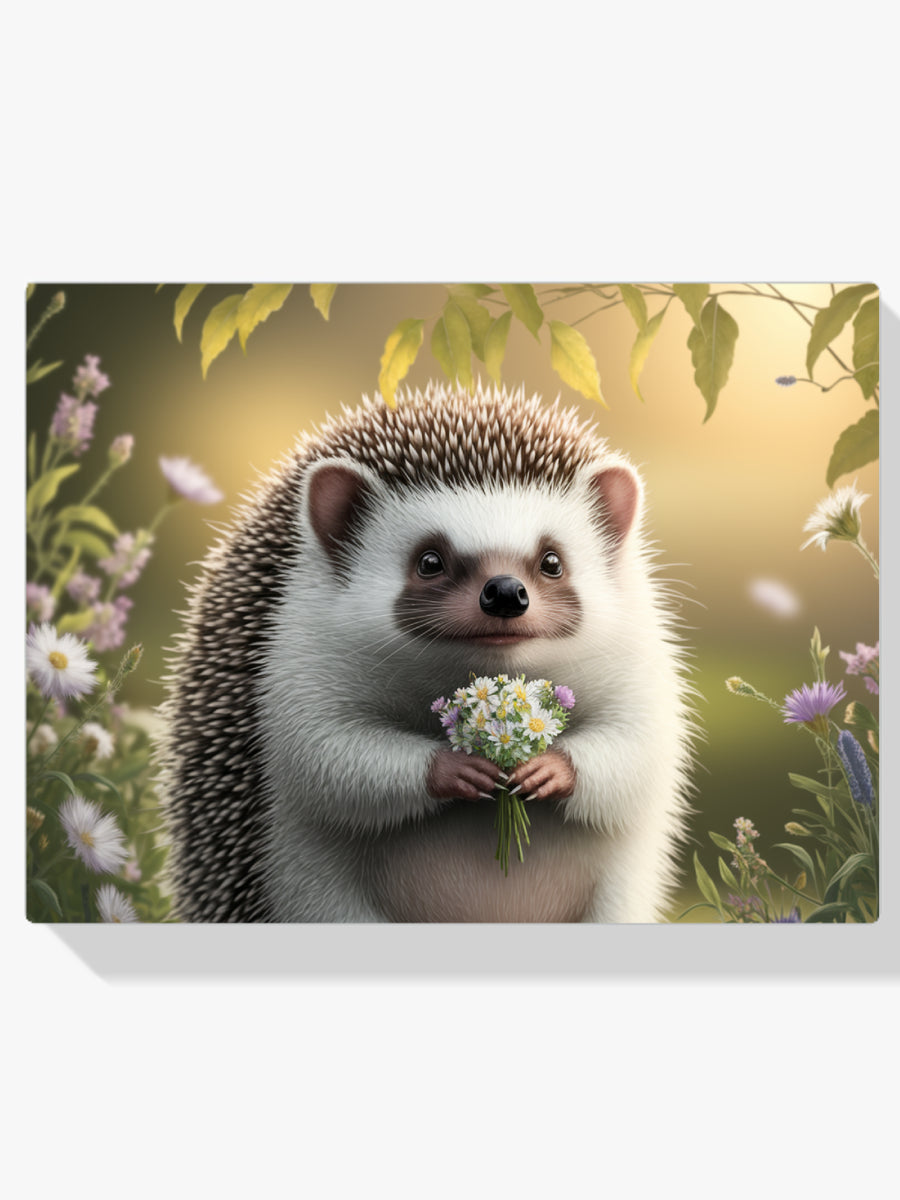 Diamond Painting - Grillige egel met bloemenaccenten