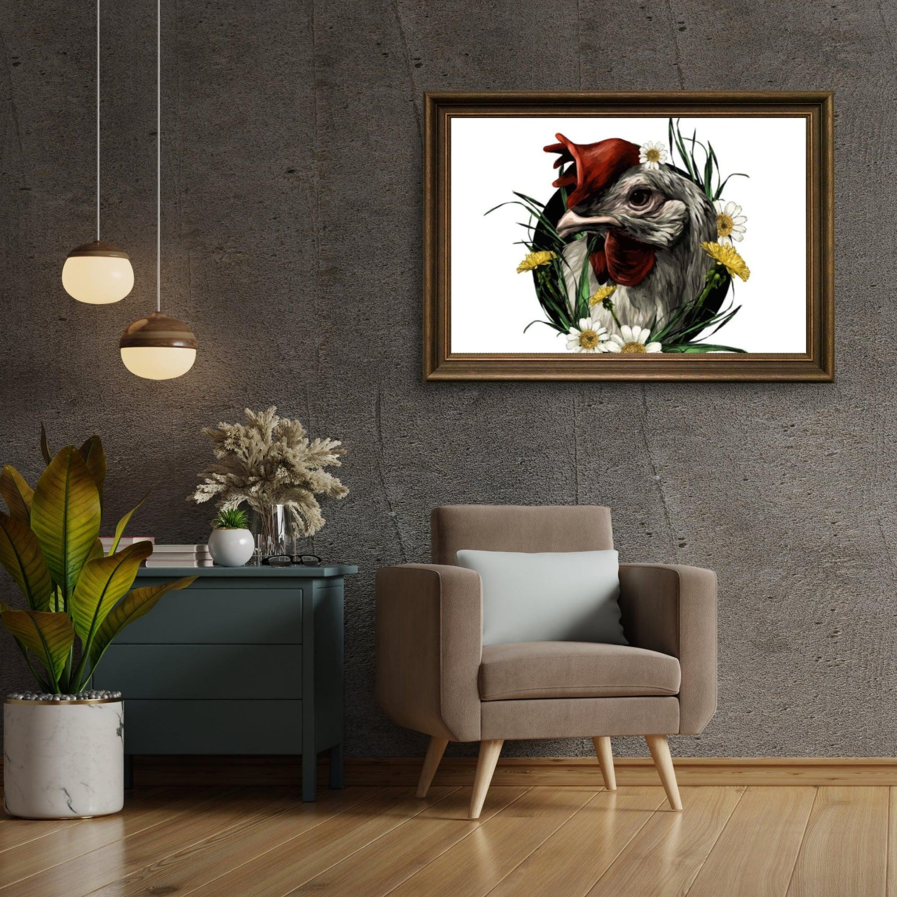 Diamond Painting - Haan in een bloemenmantel - SEOS®