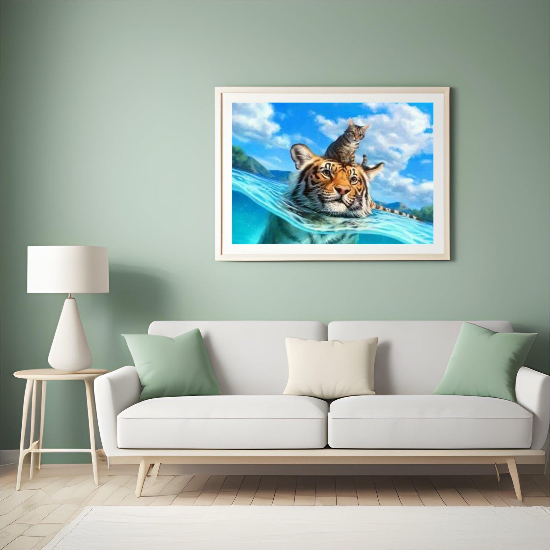 Diamond Painting - Kat en tijger in zee - SEOS®