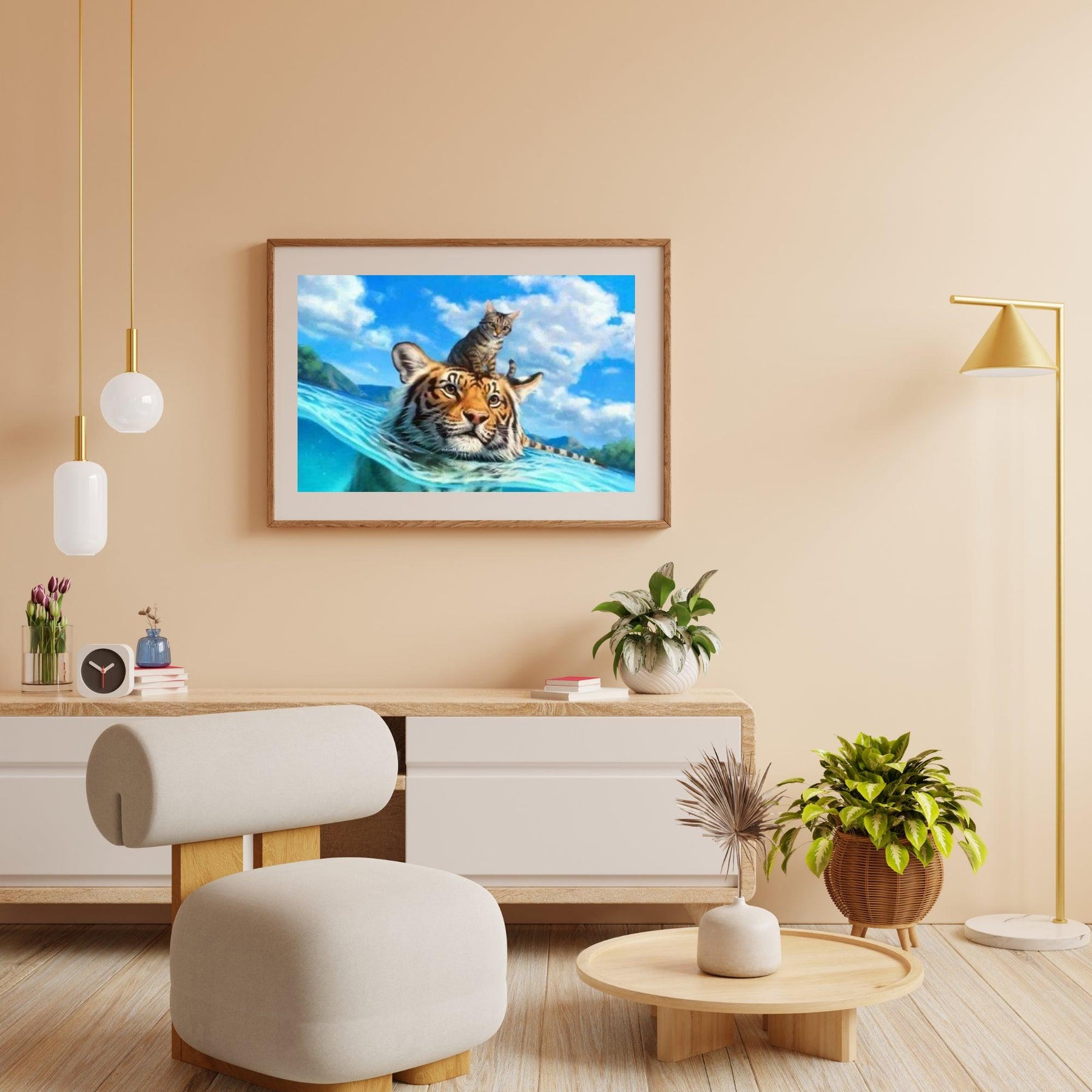 Diamond Painting - Kat en tijger in zee - SEOS®