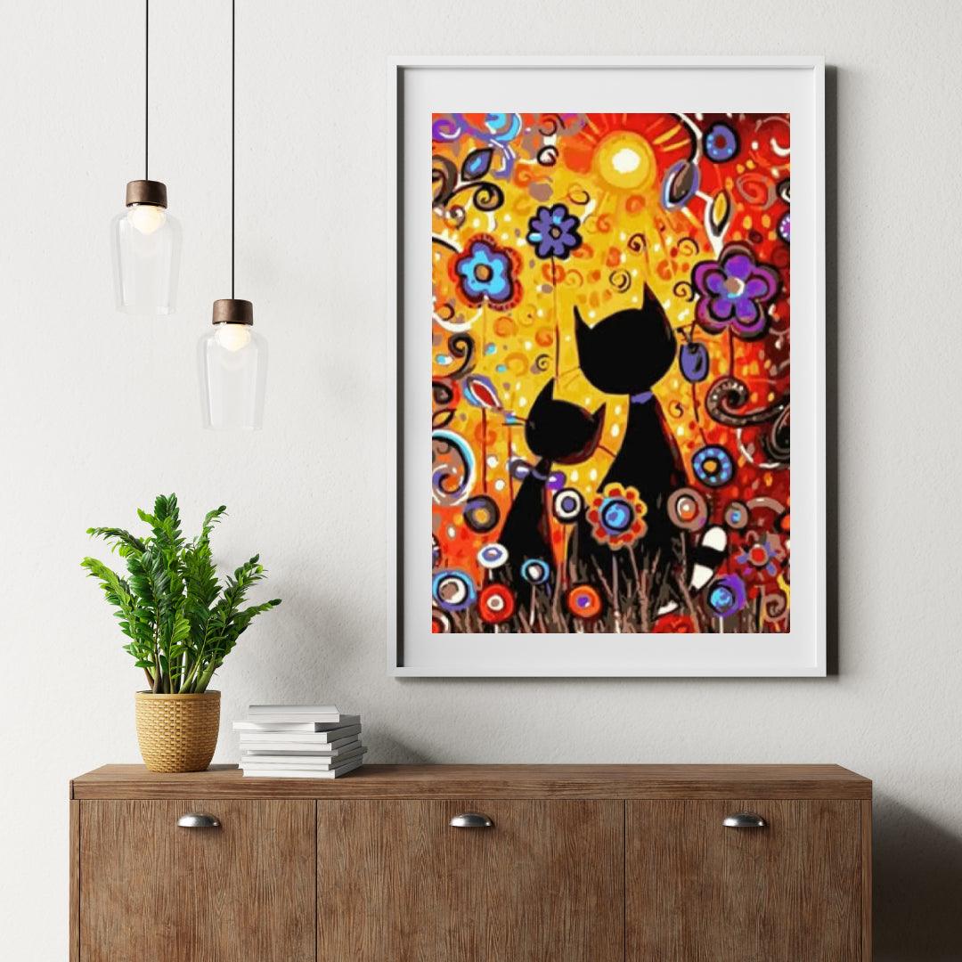 Diamond Painting - Katjes met bloemen - SEOS®