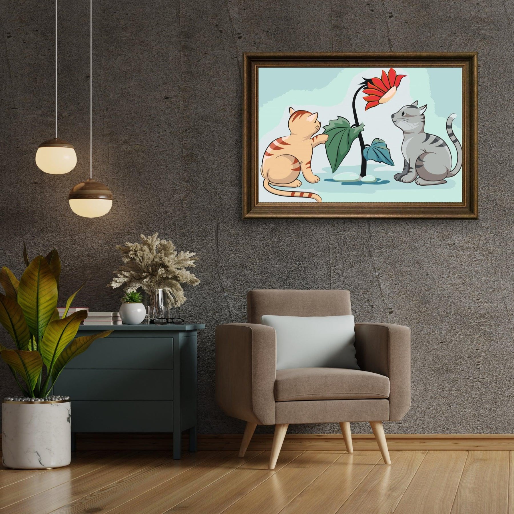 Diamond Painting -  Katten en bloemen - SEOS®