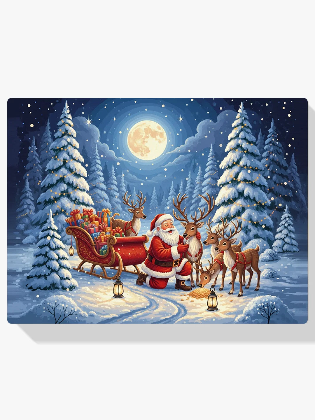 Diamond Painting - Kerstman en zijn rendiervrienden