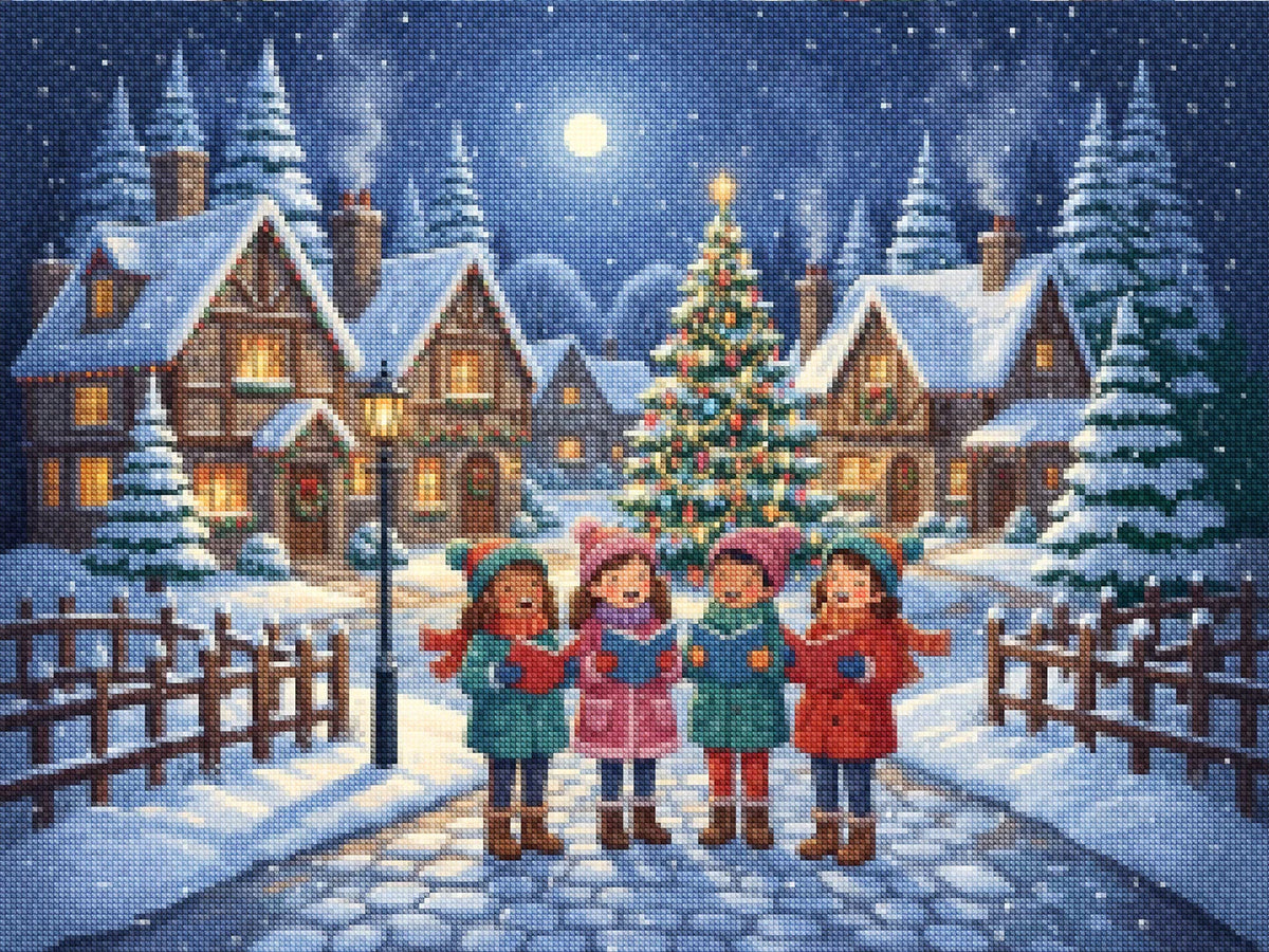 Diamond Painting - Kerstzangers in de sneeuw