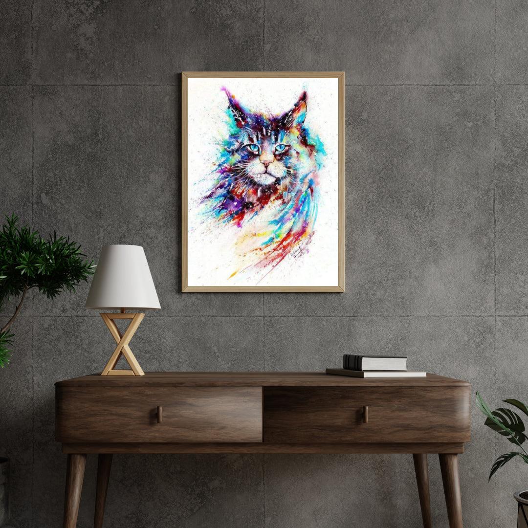 Diamond Painting - Kleurrijke Waterverf Kat - SEOS®