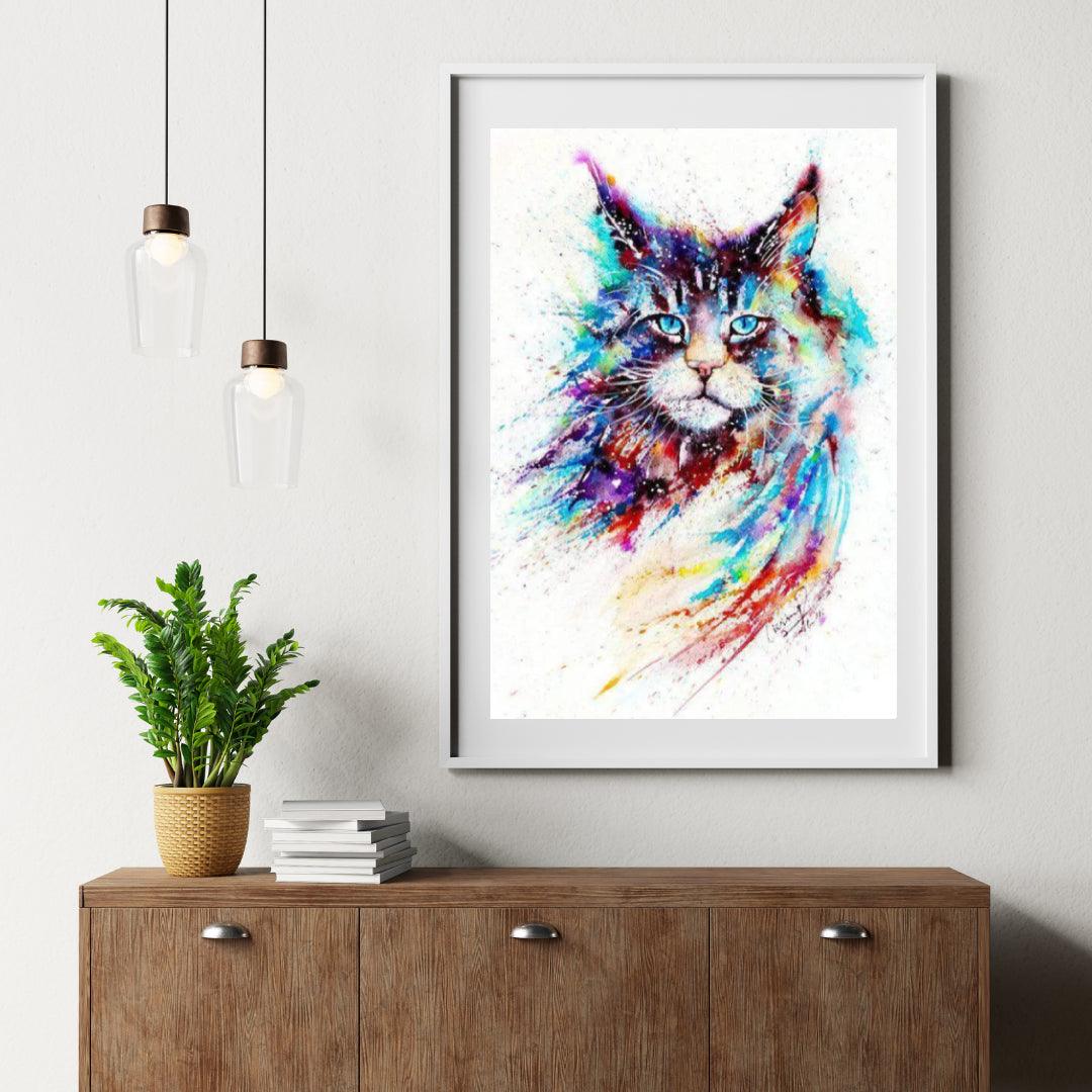 Diamond Painting - Kleurrijke Waterverf Kat - SEOS®