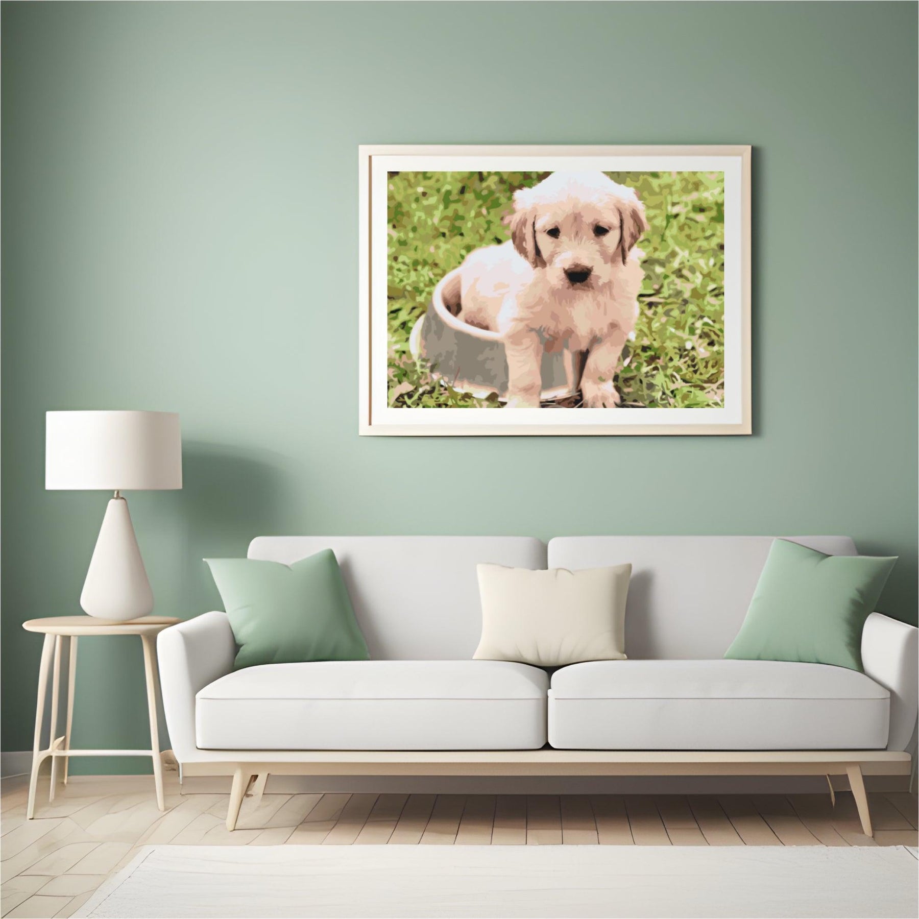 Diamond Painting - Labrador in een kom  - SEOS®