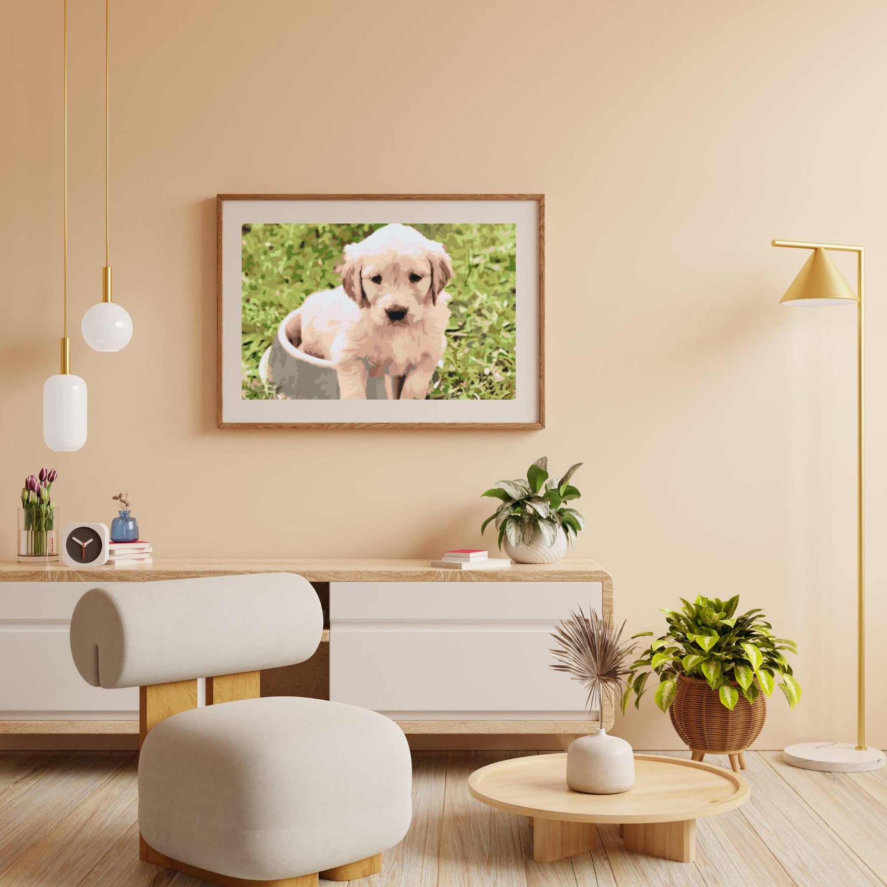 Diamond Painting - Labrador in een kom  - SEOS®