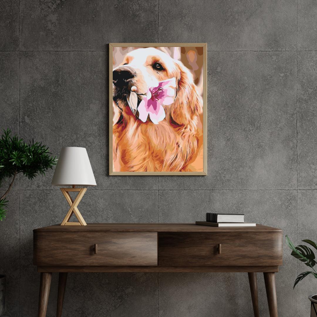 Diamond Painting - Labrador met bloem  - SEOS®