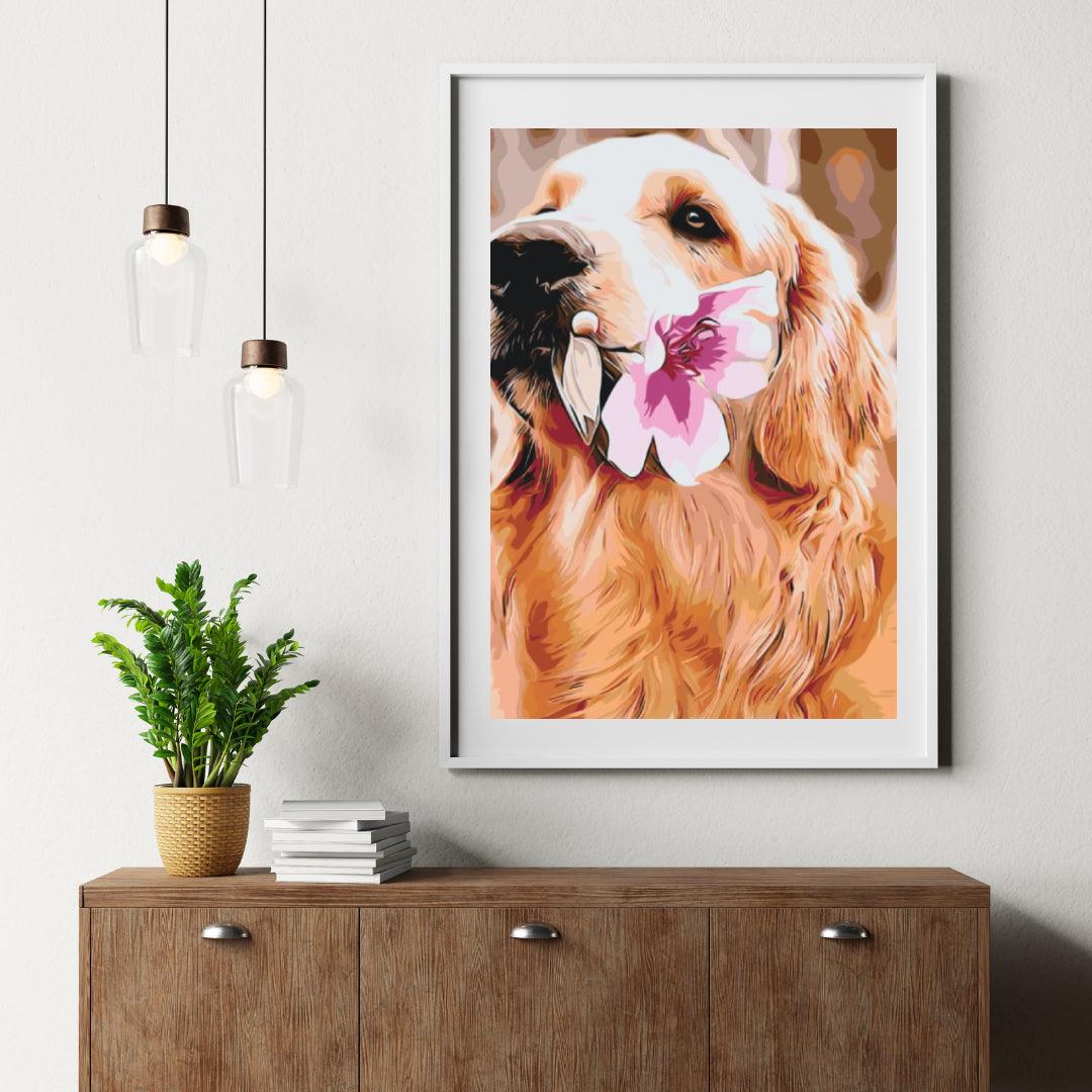 Diamond Painting - Labrador met bloem  - SEOS®