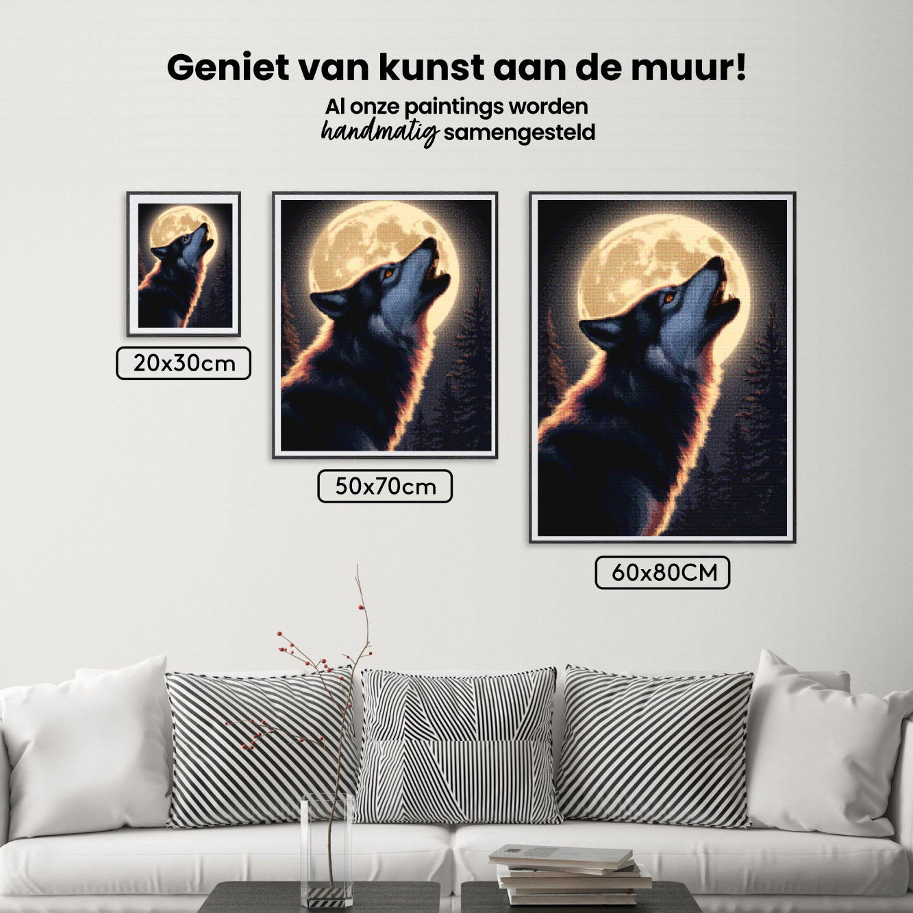 Diamond Painting - Majestueuze wolf huilend naar de maan