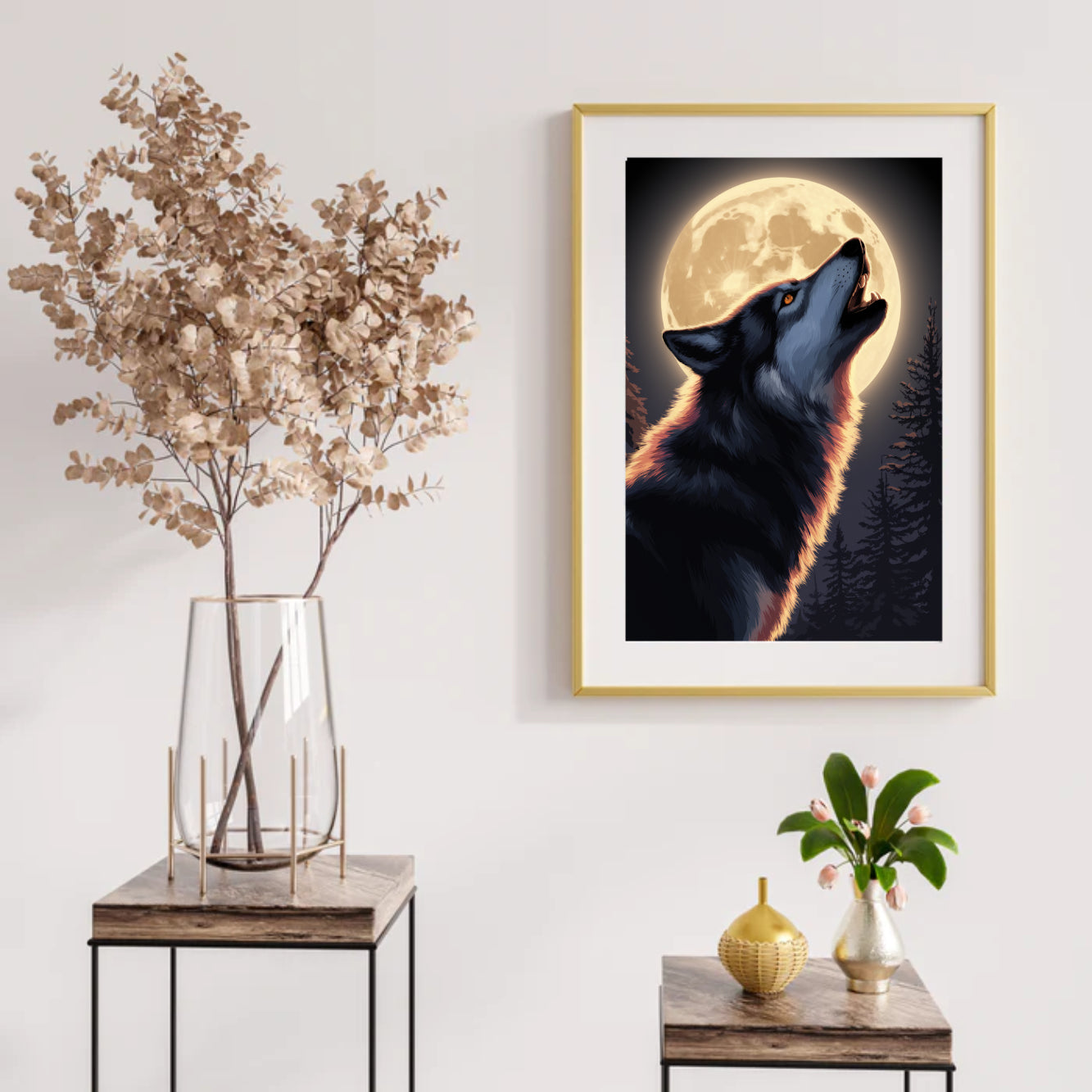 Diamond Painting - Majestueuze wolf huilend naar de maan