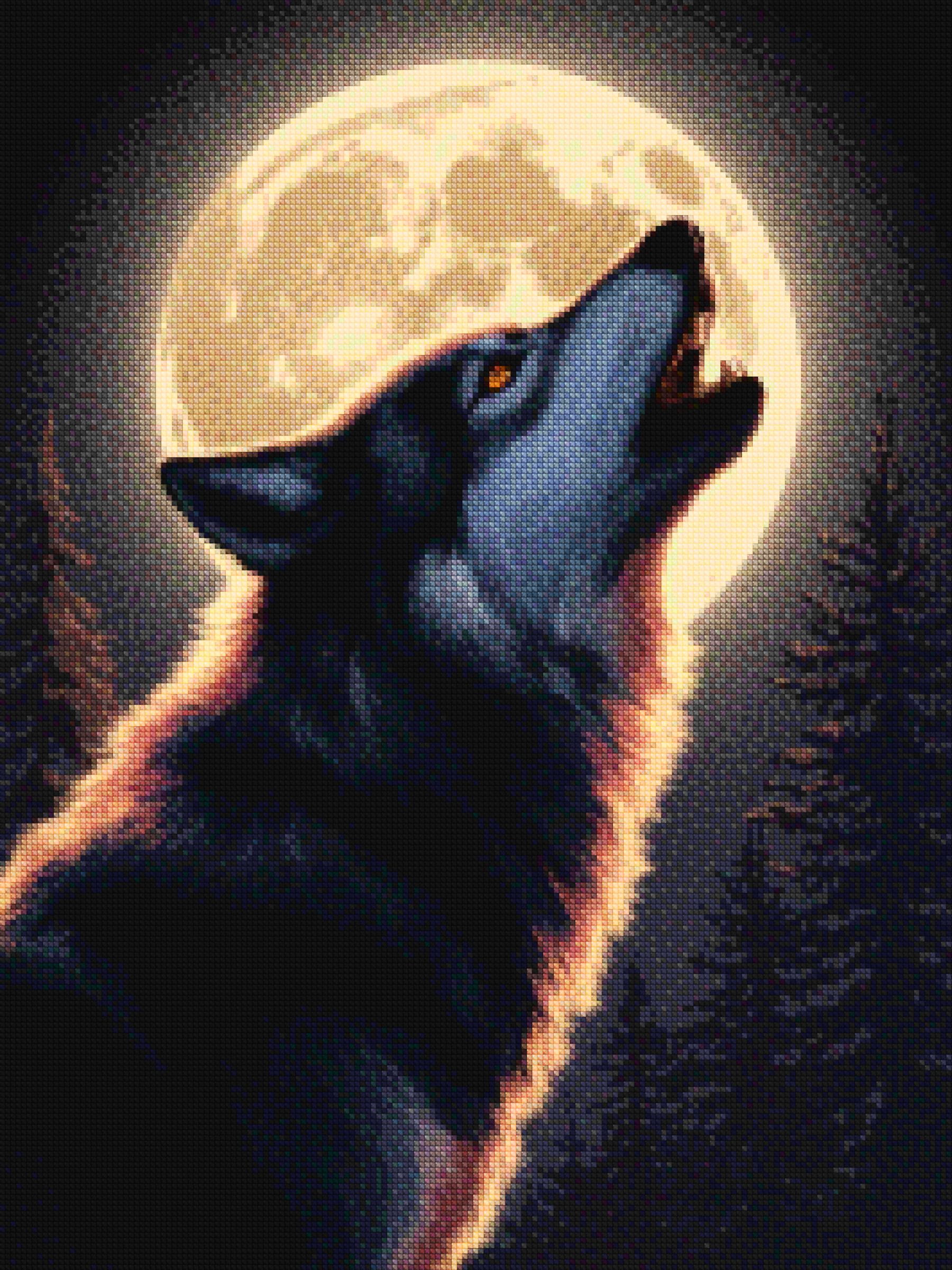 Diamond Painting - Majestueuze wolf huilend naar de maan