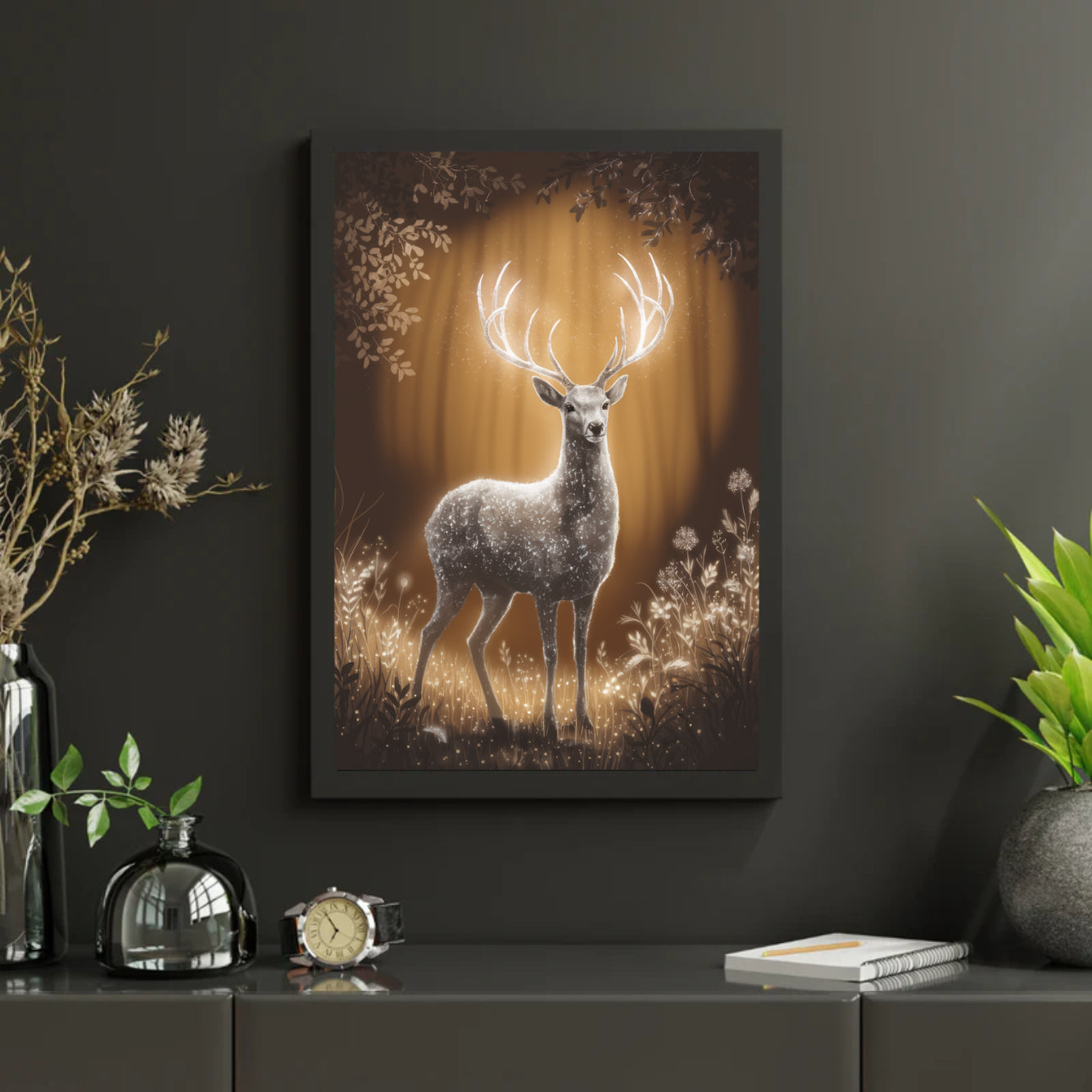 Diamond Painting - Mystiek hert met gloeiend gewei