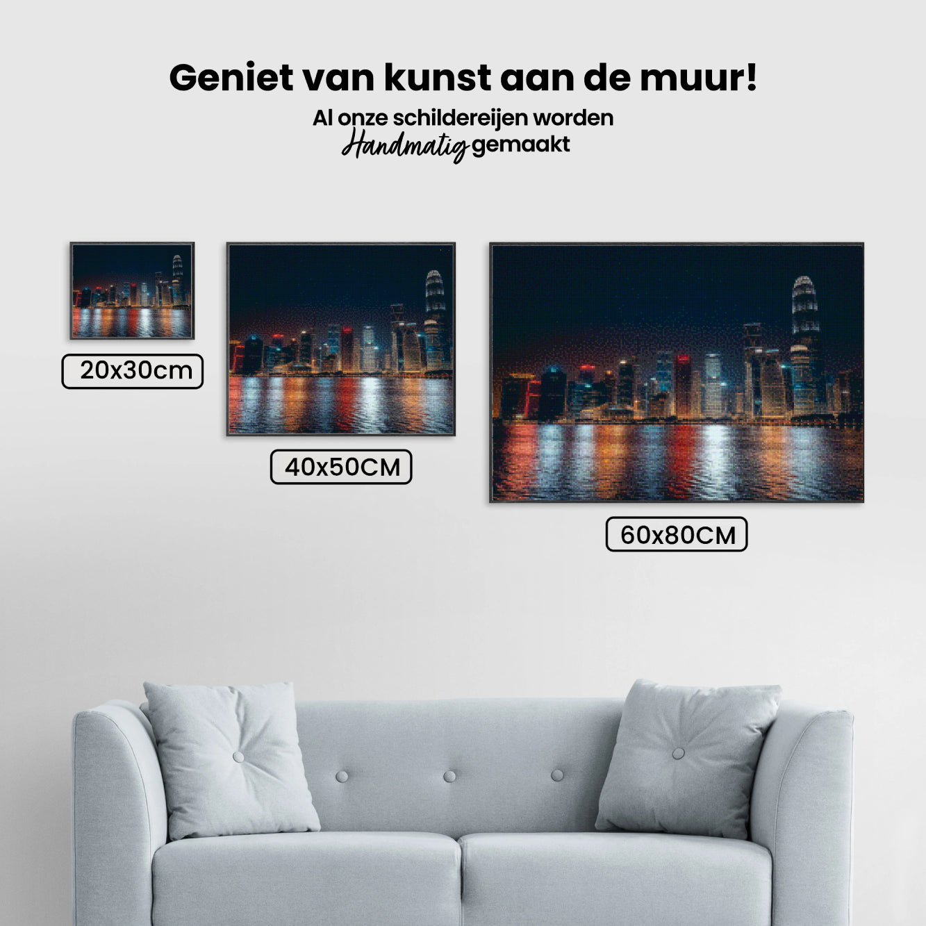 Diamond Painting - Nachtelijk stadsgezicht met reflecties op het water