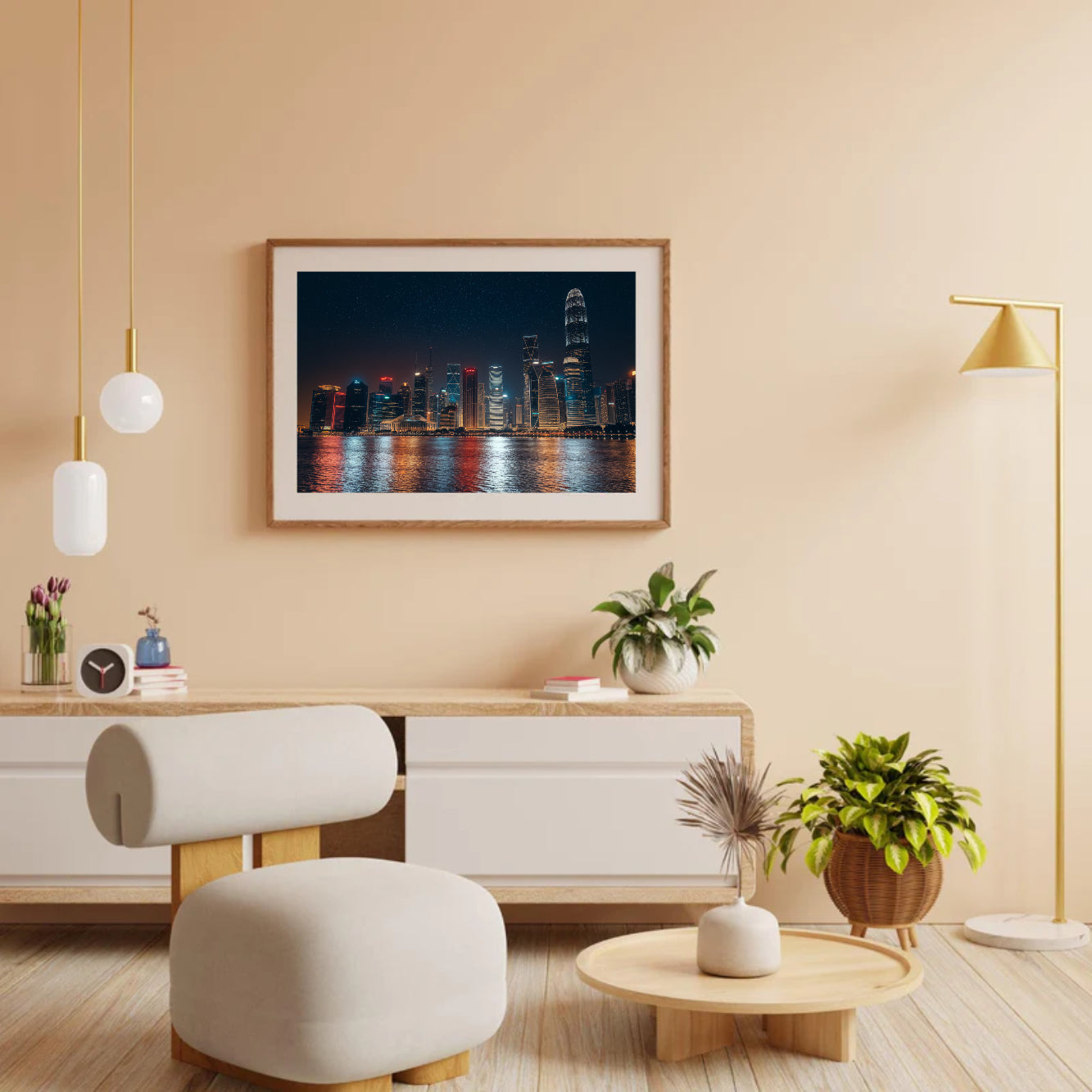 Diamond Painting - Nachtelijk stadsgezicht met reflecties op het water