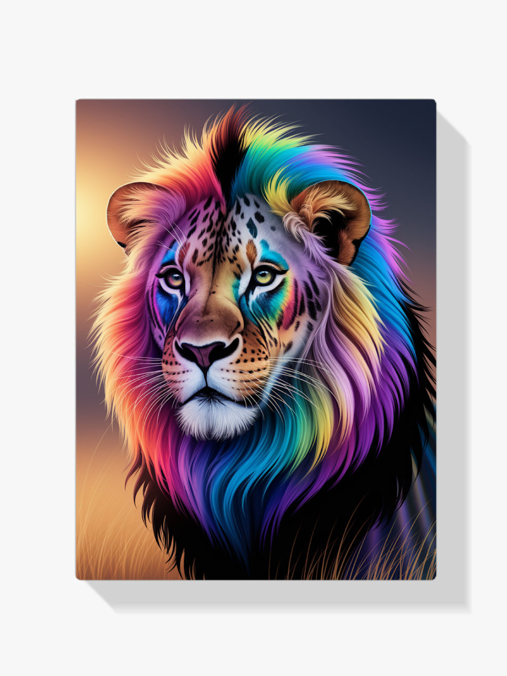 Diamond Painting - Regenboog leeuwengezicht met heldere, wervelende kleuren