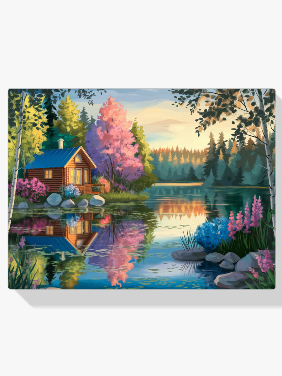 Diamond Painting - Rustige hut aan het meer