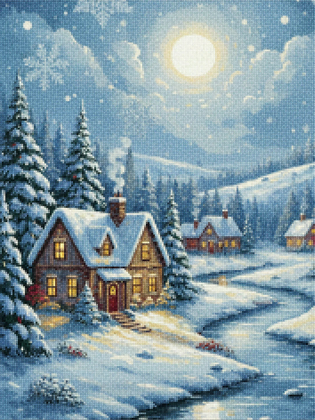 Diamond Painting - Stille nacht sneeuw dorp