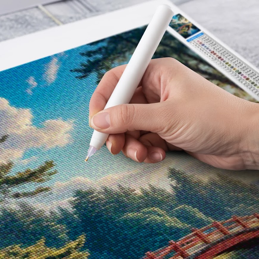 Diamond Painting - Winden over de rode brug